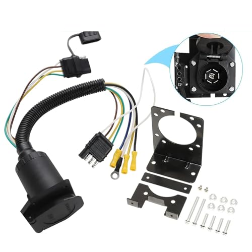 Adaptador de remolque de 4 pines a 7 vías con conector de doble salida para luces 7