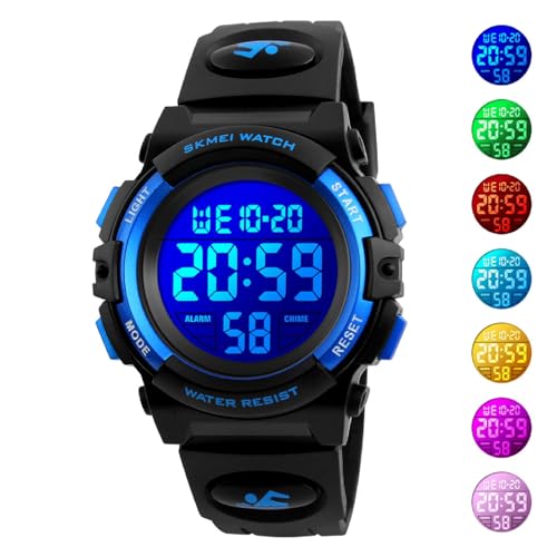 SKMEI Kids Digital Sports Watch Waterproof with Night Light for Age 5-12 Boys Girls Kids Gift2