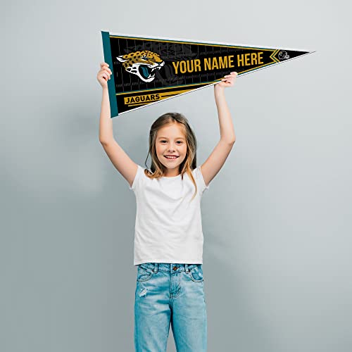 Image of Rico Industries NFL Football Jacksonville Jaguars Personalized - Custom 12 inch x 30 inch Soft Felt Pennant - EZ to Hang