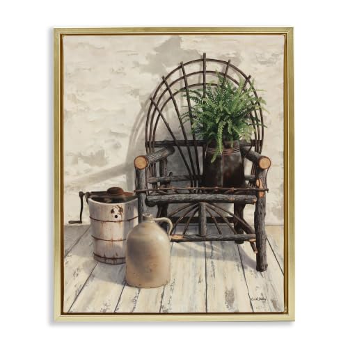 Country Porch Chair Still Life, 24 x 30 Inch Canvas in Floater Frame