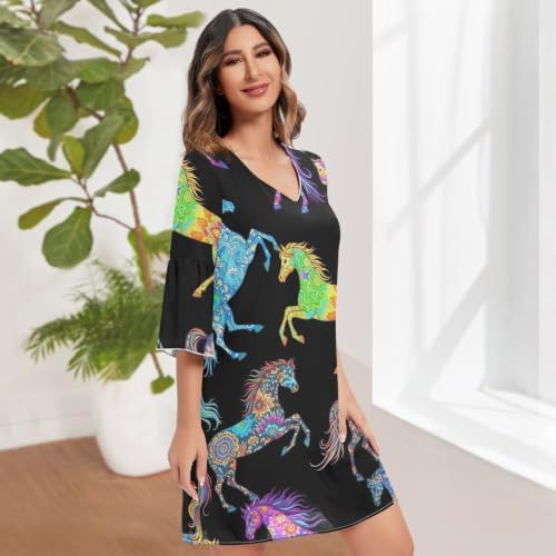Robe imprimée d'été col V légère pour rester fraîche