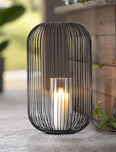 Dekoleidenschaft Windlicht Atmosfera aus Metall, schwarz & Glas, 41 cm...