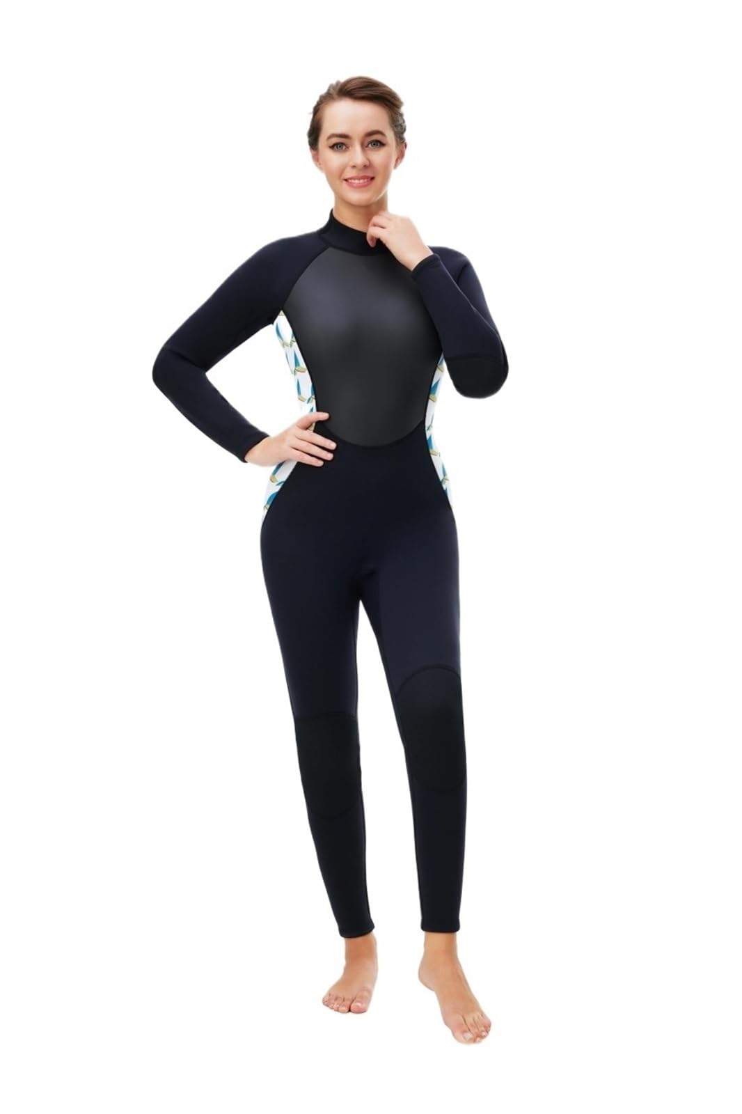 Lvchao Women's Black Diving Suit 3Mm Neoprene Wetsuit Surf Suit Scuba Snorkeling Outfits Woman Full Swimsuit Swimwear With Sleeve Suitable For Surfing, Kayaking, Diving(L)