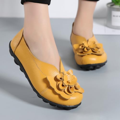 Image of MOYOWEI Women's Leather Slip On Loafers Colorful Flat Shoes