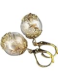 mädchen ohrringe echt gold Heilige Geomatrie Ohrringe MadamLili - Echte Pusteblumen Ohrringe Gold - Handgefertigt - Vergoldet - Naturschmuck Löwenzahn Samen Trockenblumen Ohrhänger Set - Exklusive Schmuckbox