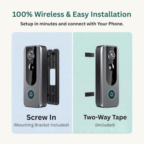 Image of Delitech Smart Wireless Video Doorbell 1MP | Battery-Powered | AI Motion Detection | Real-Time Notification | See & Talk to Visitor on Video Call | Night Vision | Free Installation*