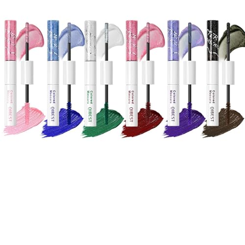 Dulele 12 Colors Colored Mascara Set for Eyelashes, Double-headed Shimmer Diamond mascara,...