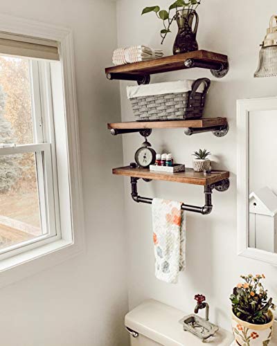 Industrial Pipe Bathroom Shelves Wall Mounted 3 Tier Bathroom Shelves Rustic Wall Pipe Shelving For Bathroom Decor #TOP2