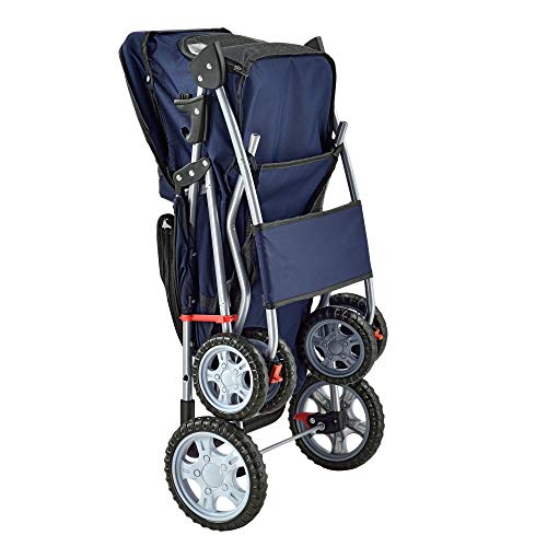 pro.tec Hundewagen 'Niceville' Pet Stroller Hundebuggy Regenschutz zum Schieben Roadster inkl. Einkaufstasche Blau