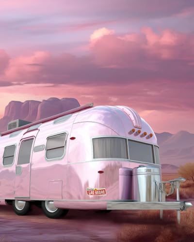 PosterOffice Airstream Trailer, Pink Desert, Western Wall Art Print - Tamanho 28 x 43 cm - Uma Impre