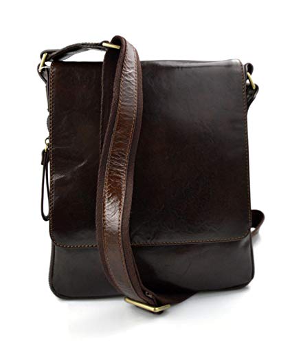 Leather shoulder bag mens women sling bag messenger leather satchel crossbody leather postman bag hobo bag dark brown