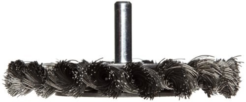 Weiler 17680 3-1/4" Stem-Mounted Knot Wire Wheel, .0118" Steel Fill, 1/4" Stem, Made in the USA