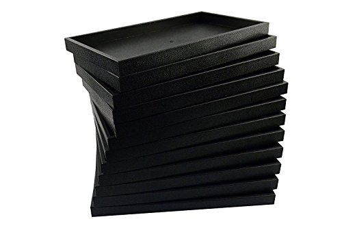 Regal Pak 12-Piece 1 -Inch Deep Black Full Size Plastic Stackable Jewelry Tray 14 3/4