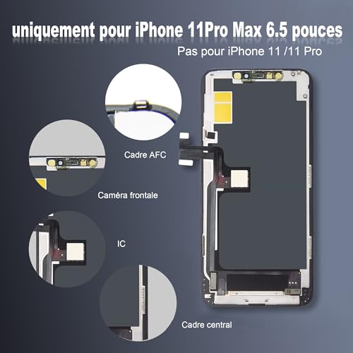 Écran cassé iPhone 11 Pro Max réparation LCD tactile et cadre - 6