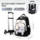 Amythe Schulrucksack Trolley für Mädchen, Teenager Rucksack Schule mit Rollen, Abnehmbar Trolley Schulranzen für Grund- und Sekundarschüler, Daypack für Reise mit 6 Räder，36L -Schwarz