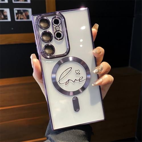 Coque magnétique Samsung S24 Ultra violette en silicone pour vos recharges quotidiennes