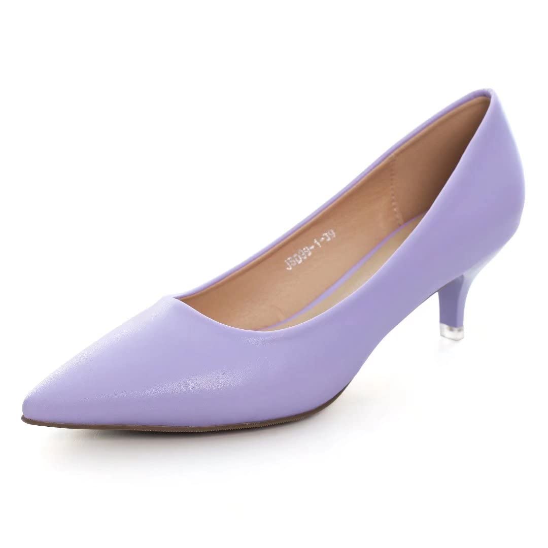 purple dress shoes low heel FOWT Women Closed Round Toe Pumps Rhinestone Ball Kitten Heels Slip On Wedding Party Work Size 4 Dark which can be adjusted according to the height of your feet Purple High Low Dress Shoes