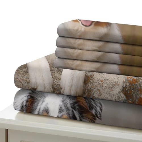 Parure de lit 3d chiens super king housse couette 260x220cm microfibre