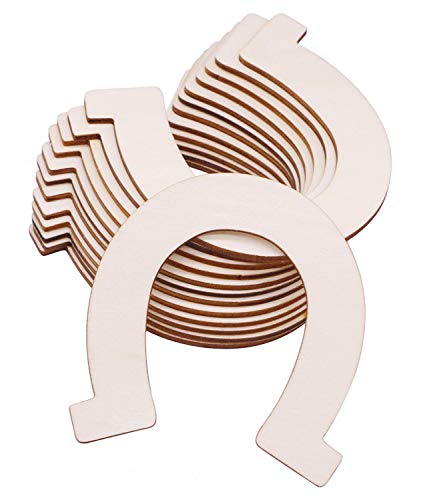 VERNUOS 48 Pcs Unfinished Wood Horseshoe Cutouts for DIY Craft, Wedding, Party