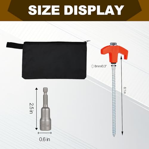 12 Pack de Estacas para Tienda de Campaña, 8 Pulgadas, Metal con Cabeza Hexagonal, Accesorios para Camping (Naranja) miniatura 7