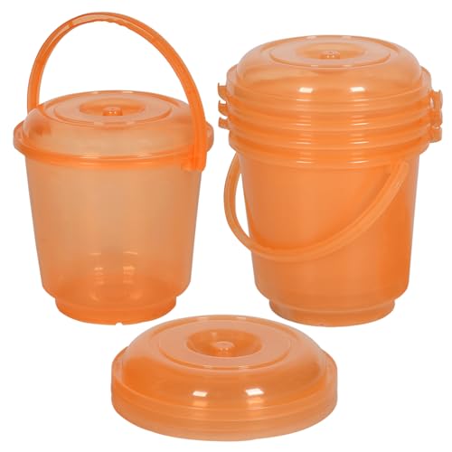 Image of Urbane Home Pack of 5 Bucket | Bathroom Bucket | Utility Bucket for Daily Use | Water Storage Bucket | Bathing Bucket with Handle & Lid | 13 LTR | SUPER-013 | Transparent Orange