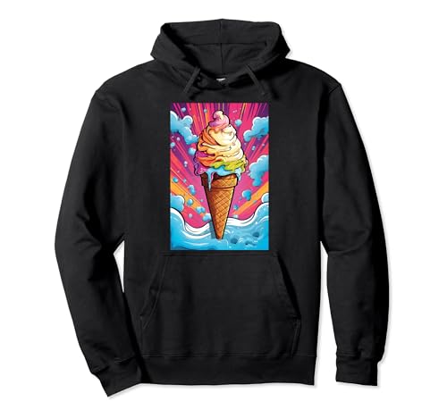 Gaufrier glacé cornet de glace glace pop art vintage rétro glacé café glacé Sweat à Capuche