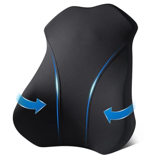 Firebrighting Car Lumbar Support Pillow for Office Chair, Memory Foam Back Support for Driving Fatigue Back Pain Relief, Back Pillow for Car Seat, Office Chair, Gaming Chair, Truck Seat, Black