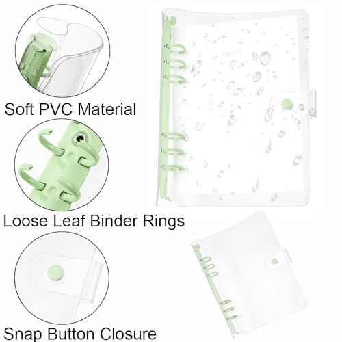 A5 Klarsicht-Ringbuchhülle, PVC-6-Loch-Organizer, nachfüllbares Design, wasser- und staubdicht, für Schüler und Meeting-Notizbuchordner