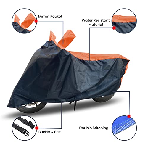 Image of Hunter 350 Two Wheeler Bike Cover Accessories - Dustproof - UV Protection - Premium Bike Cover Black Orange