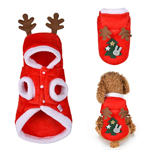 Weihnachtskostüm für Hunde Katzen, Hunde Kleidung für Weihnachten, Herbst und Winter, Sweatshirt mit Kapuze für Kleine Hunde (S) Cover