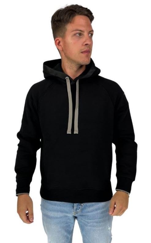 Blauer Felpa Chiusa Cappuccio, Sudadera con Capucha Hombre, Nero,