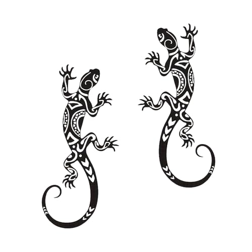 Fenteer Metal Gecko Wall Decoration Decorative Silhouette Simple Hollow Carved Design Wall Art Decor for Fence Bedroom Indoor Outdoor, 2 Pieces