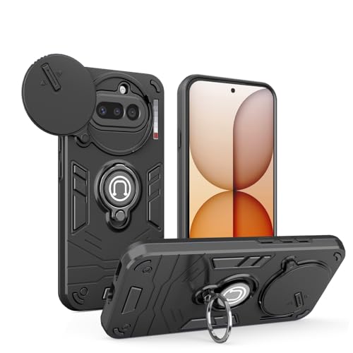 For Nothing Phone 4a �P�[�X�A�L�b�N�X�^���h & �X���C�h�J�����J�o�[�t���ANothing �p�̑ϏՌ��R���O���[�h�P�[�X���ȕی�J�o�[(Black)
