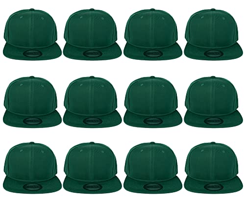 Image of Gelante Plain Blank Flat Brim Adjustable Snapback Baseball Caps Wholesale LOT 12 Pack