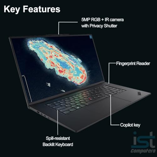Image of Lenovo ThinkPad T1g Gen 8 Mobile Workstation Laptop (NVIDIA RTX 5070 8GB, Intel Core Ultra 9 285H, 64GB DDR5, 2TB SSD, 16 inch 3.2K OLED Touchscreen) for Gaming, Business & Design, Fingerprint, Win 11 Pro