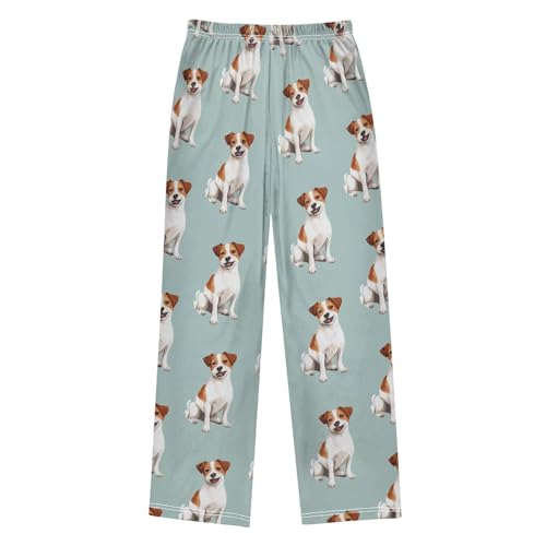 Jack Russell Dogs Pattern Boys Long Pants Soft Trousers Elastic Waist Kids Lounge Bottoms with Pockets S-XL2