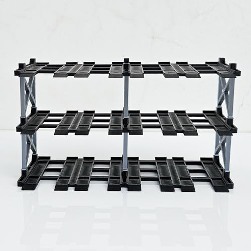 Image of 1:64 Diecast Car Display Enclousure- Multi-Tier Collectible Diecast Cars Storage for Hot Wheels, Mini GT & Matchbox | Matte Black & Silver (3 Tier - 12 Car Capacity)