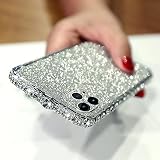 LUVI for iPhone 12 Pro Max Bling Glitter Diamond Case for Women Cute Rhinestone Crystal Sticker Skin