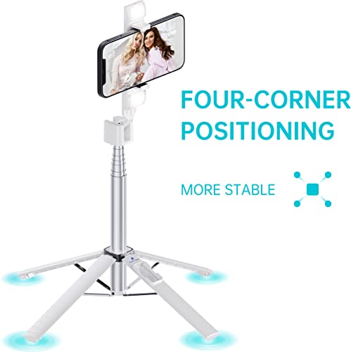 Ambertronix 40 Inch Aluminum Selfie Stick Tripod Quadrapod, Onboard Light, Wireless Bluetooth Remote, Extendable, 3 Light Modes, 9 Brightness Levels, Compatible With All Iphone & Android Devices #TOP1
