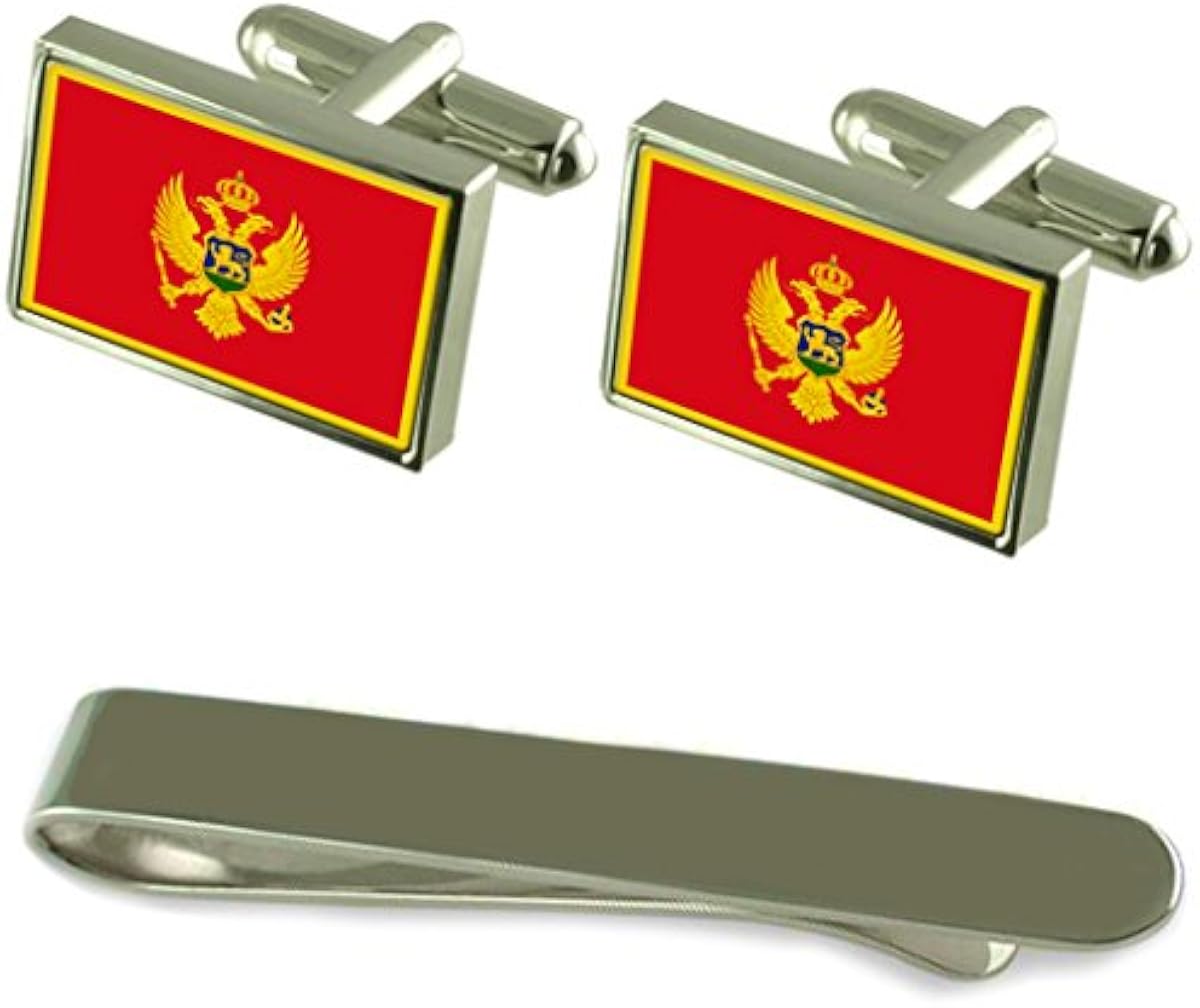 激安銀座 モンテネグロの国旗カフスボタンシルバータイクリップ刻まれたギフトセット 直売最安値 Www Littleshopp Com