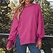 Kenhansion Women's Oversized Crewneck Sweatshirts Casual Side Slits Long Sleeve Pullover Tops Trendy Hoodies Fall Outfits (Rose Red,Large)