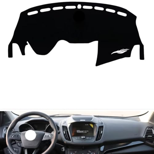 leather dash board cover mat Compatible with FORD Kuga (four wheel drive，no speakers 2013-2018 ，dashboard cover(Black)