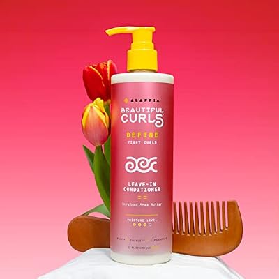 Alaffia Hair Care, Beautiful Curls, Leave in Conditioner for Tight Curls, Thick & Curly Hair Products, Shea Butter, Vitamin E & Coconut Oil, 12 Fl Oz