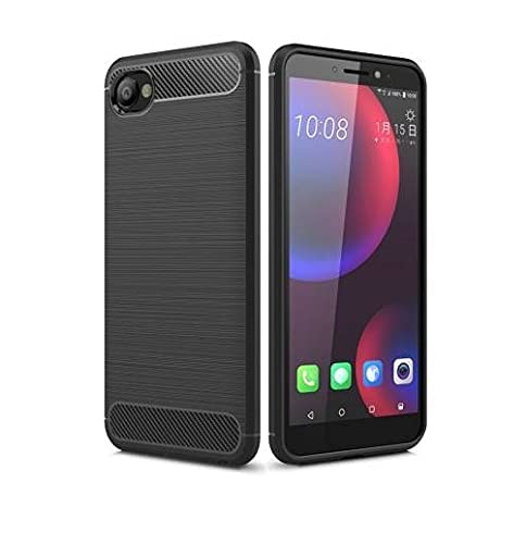 Image of NPRC Hybrid Ultra Slim Protective Case TPU Non-Slip Carbon Fiber Texture Shockproof Case Cover for HTC Desire 12 - Black