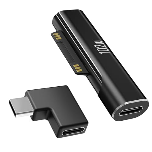 Adaptador USB C para surface, adaptador tipo C para adaptador macho surface, com adaptador USB C de 90 graus, 45 W 15 V3A de carregamento para Surface Pro, Surface Go, Surface Laptop