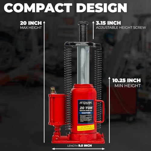 Stark USA 20 Ton Low Profile Air Bottle Hydraulic Bottle Jack Lift Manual Hand Pump Auto Truck Trailer Repair Vehicle (44,000 LBS) Capacity