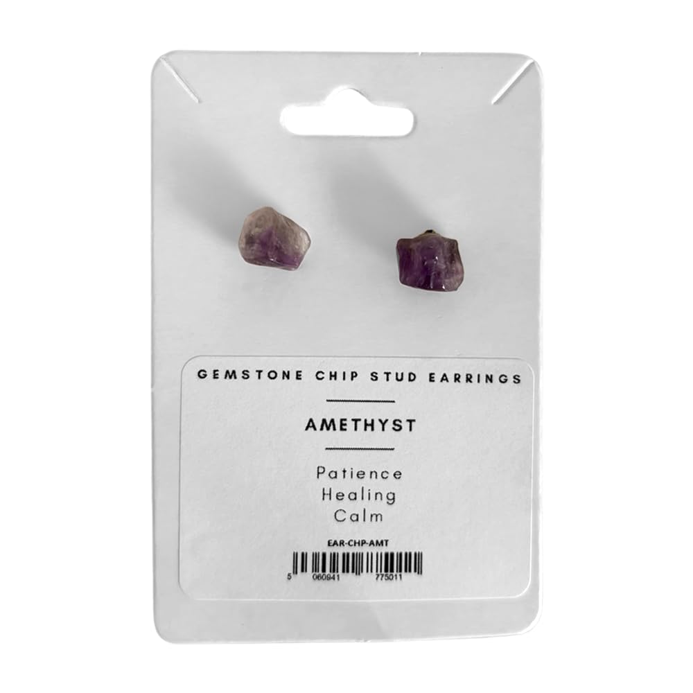 VIE Gemstone Chip Stud Earrings, 1x1cm, Amethyst