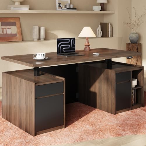 Image of ModernMate 71 inch Executive Electric Standing Desk with 3 Drawers & Storage