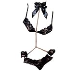  Embryform Mujer Ropa de Dormir Conjunto Transparente Lingerie Escotado por Detrás Lace Lenceria Babydoll Ropa Interior