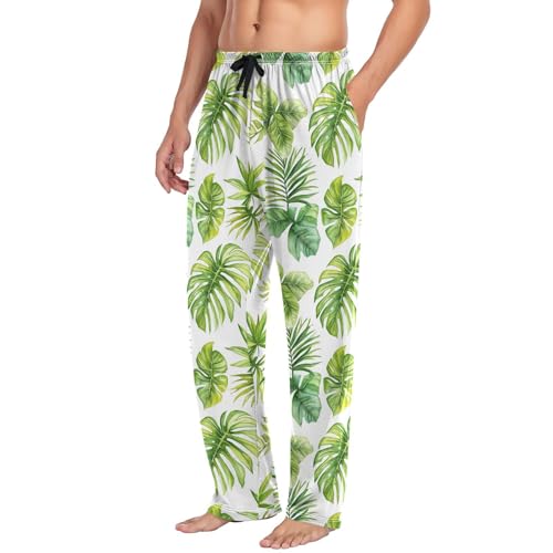Tropical Palm Leaves Pajama Pants Watercolor Tree Lounge Sleepwear PJs Men's Pajama Bottoms Sleep Pants XXL4